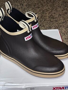 XTRATUF Kids' Ankle Deck Boot Kids 6 Brown Ankle Pull-On Rubber Slip Resistant